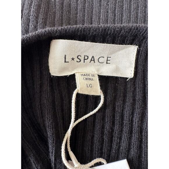 L Space Black Ribbed Sweater Camryn Top Large MSRP $130.00 - Picture 4 of 7